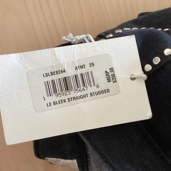 FRAME Women's Jeans Le Sleek Straight High Rise Astronaut Black Studded Sz 25 - Picture 12 of 16